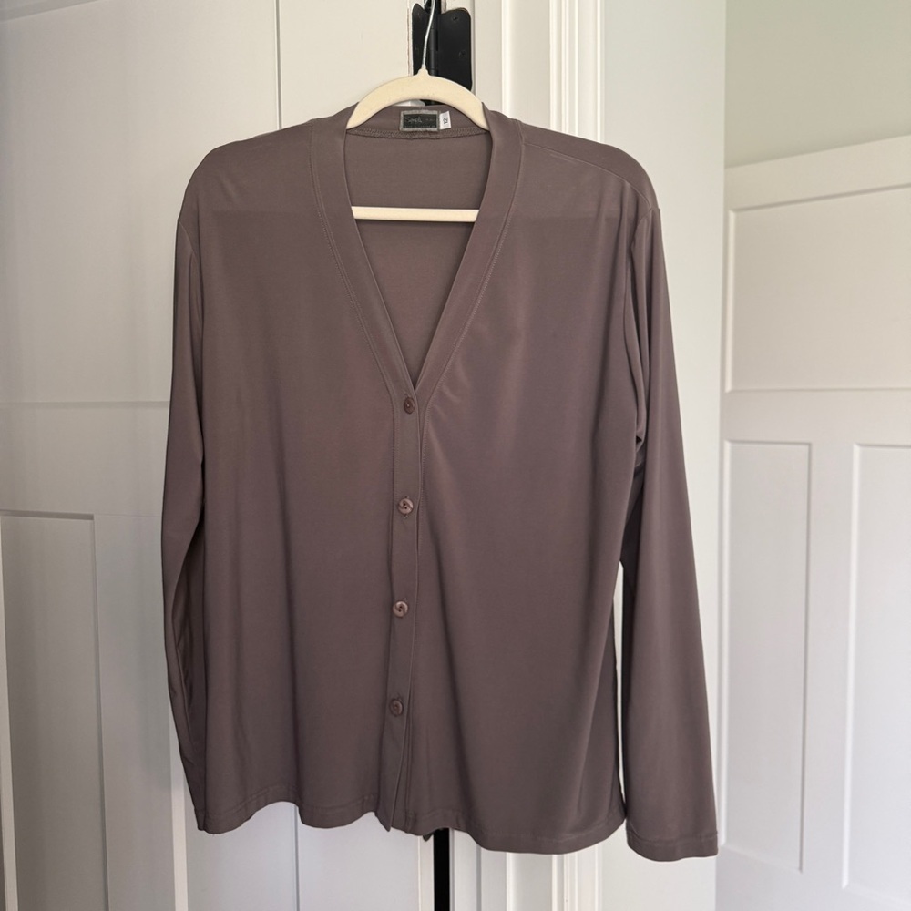Sympli Brown V Neck Cardigan‎ Top